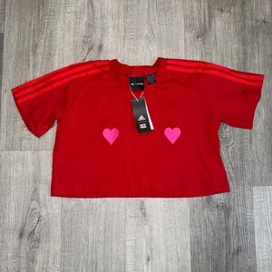 Ivy Park x Adidas three stripes heart red crop NWT